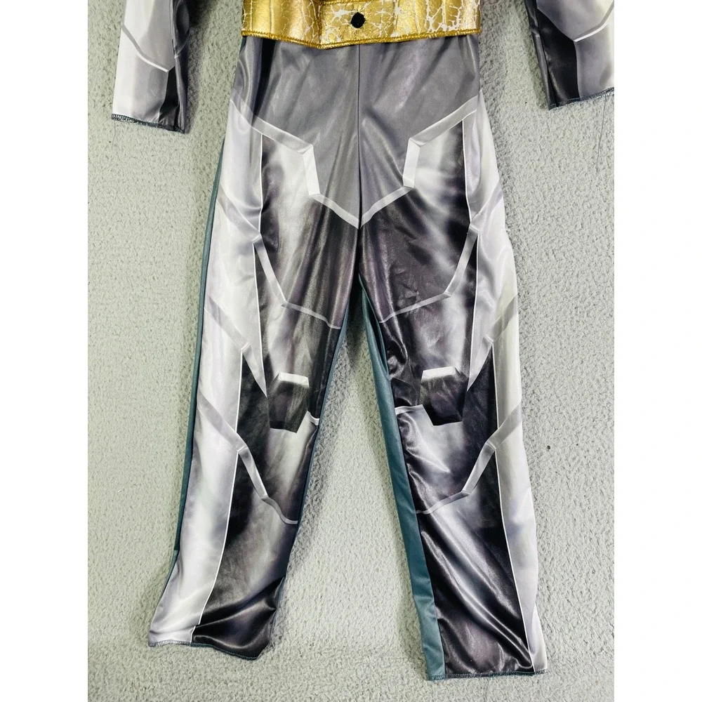 Power Rangers Robo Knight Costume Kids M 7-8 Megaforce Gray Gold Suit